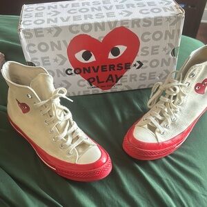 Converse x Comme des Garçons Red and Cream Sneakers